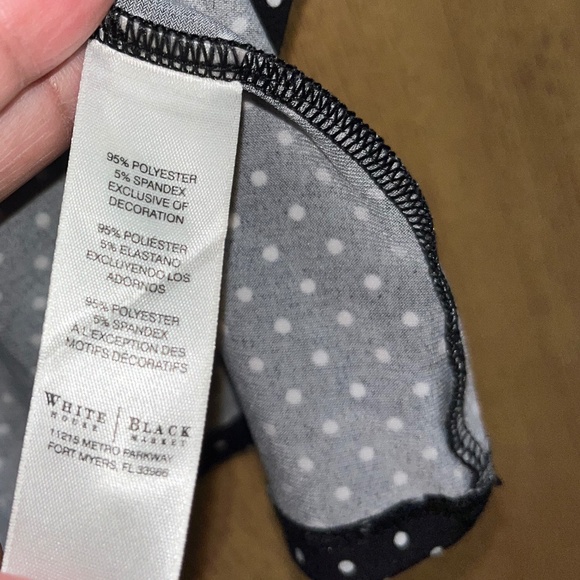 WHBM Women’s Black and White Polka Dot Ruffle Sleeveless Blouse Sz-L - Picture 5 of 6